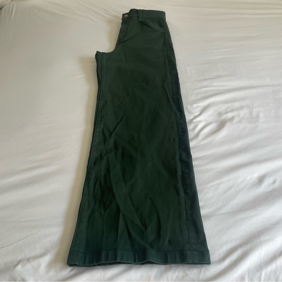 Favorite Daughter "The Mischa" Belize Green Shiny Coated Sheen Wide Leg Pant - Picture 10 of 17